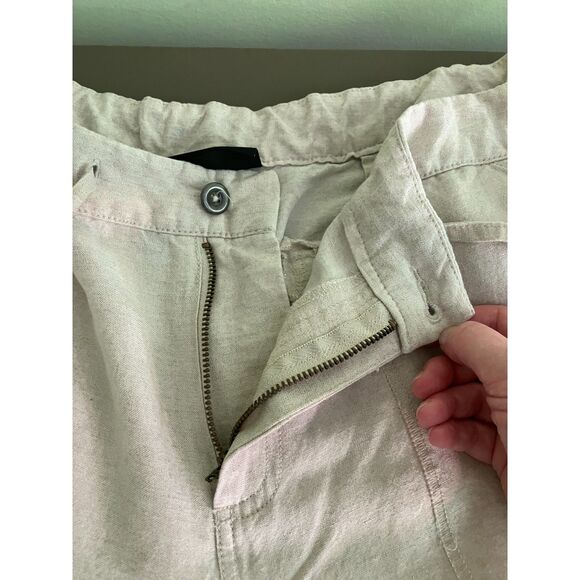 Lane Bryant khaki gold linen roll cuff capri pants - Picture 8 of 15